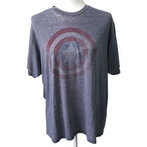 Captain America Faded Graphic Tee Gray Size Large